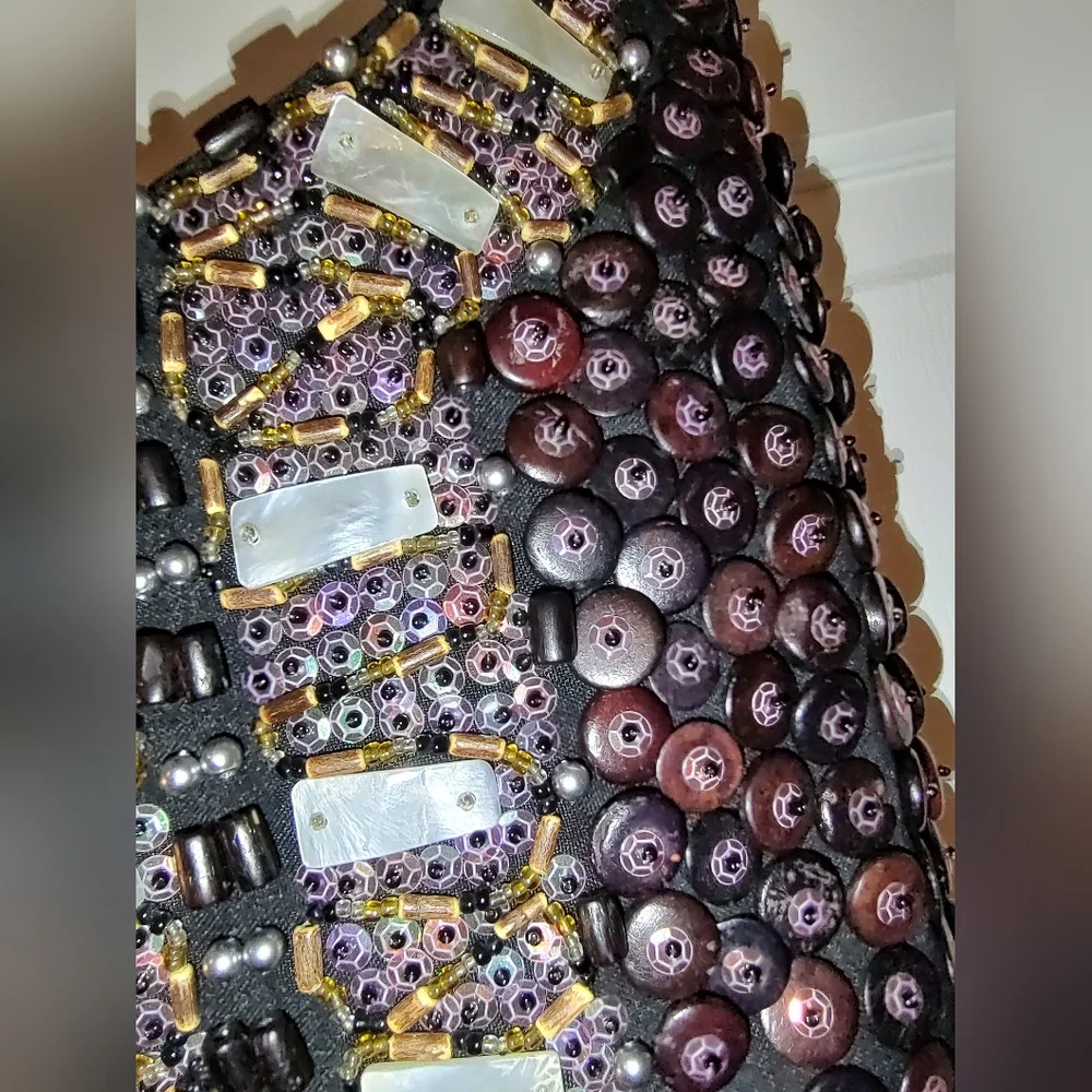 Mido Collection Button, Beaded, & Shell Handbag - Picture 8 of 12